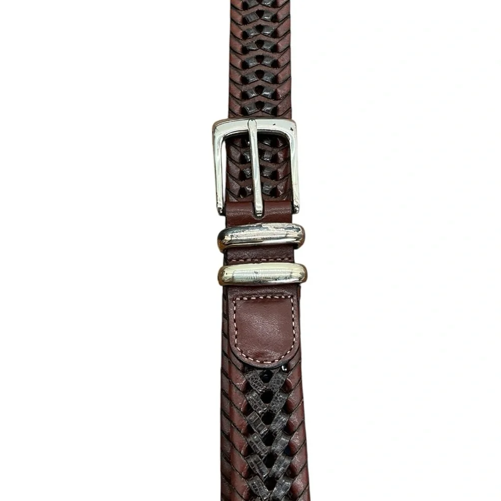 Roundtree & Yorke Brown Braided Belt Full Grain Cowhide Size‎ 44